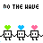 Animated pixel art sequence showing a of identical figures with heart-shaped heads, each holding hands in a chain while text above changes from 'DO THE HAVE' to 'DO THE HAV', then 'DO THE HA', and finally 'DO THE H'