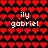 Pixelated red heart pattern background with white text 'ily gabriel' repeated in four positions, showing two distinct color variations of the heart pattern.
