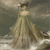 A pixelated figure in a flowing gown stands against a muted background with soft light and shadow.