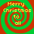 Four identical spiral patterns with green and red concentric rings, each containing yellow text reading "Merry Christmas to all" in pixelated font.