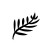 Black and white pixelated icon depicting a stylized leaf with multiple elongated segments extending from a central stem against a plain white background.
