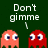 Pixelated Pac-Man ghosts and text on a dark green background with gray overlay.