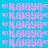 A static image with a bright blue background filled with repeated pink text reading 'KAIYUA' in pixelated font, accompanied by small green dots scattered throughout.
