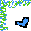 Pixelated static icon featuring a blue heart with black outline surrounded by green and blue DNA helix strands on white background.
