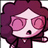 Pixelated cartoon character with purple hair and pink sunglasses, wearing a dark shirt, in three sequential poses showing arm movement.