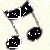 Black musical eighth notes with white speckles on a light background, some positioned vertically and others horizontally.