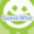 Green cartoon character with white face and smile, displaying text overlays in blue and purple pixelated fonts.