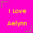 Bright pink background with yellow text reading "I Love Aelynn" repeated in a pattern, surrounded by green and brown star-shaped pixel clusters