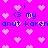 A static pixel art image with a bright pink background filled with light pink heart shapes, featuring blue text reading "i <3 my anut karen" repeated twice.