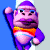Pixelated character with purple skin and clothing, orange sash, white cap, raised fist pose against blue-gray background with green text "Original Icons .com".
