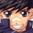 A 48x48 pixel buddy icon featuring a close-up of an anime-style character's face on the left and text elements on a black background to the right, displayed as part of a contact sheet with two frames.