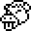 Two black-and-white pixelated icons depict stylized characters with mushroom caps, one facing left and the other right.