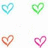 Pixelated heart and animal-shaped icons in multiple colors with a pink "ILY" text overlay on white background.
