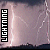 Animated lightning strikes over a dark landscape with the word "LIGHTNING" vertically aligned on the left side of each frame.