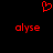 Red pixelated heart symbol above two identical red text strings on black background.