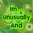 Green text on a green and yellow patterned background with circular shapes, displaying phrases like 'IM... Unusually And' and 'Exceedingly Peculiar And'.