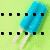 Six blue popsicle icons on a light green background with black dots, one displaying 'POP' text.