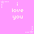 Pixelated pink background with repeated white text "i love you" and star-shaped pixel clusters in various positions.