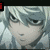 Anime-style character with silver hair and pale skin appears in three views: one without text, one with green 'love!!!' overlay on the right eye area, and one with black 'near<33' overlay at bottom.
