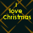 Yellow text reading "I love Christmas" on a dark background with repeating golden diamond patterns, displayed in four identical quadrants.