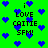 Green background with blue pixelated hearts and repeated text 'i LOVE CAITIE SFM!' in black block letters.