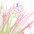 Pixelated pink and green floral background with blue text reading 'I Love You<3' in four quadrants.