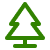 Green pixelated tree icon with triangular canopy and rectangular base on light gray background.