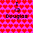 Pixelated icon with red heart pattern background, two identical sections showing 'I <3 Douglas' text in black font.
