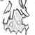 Static grayscale pixel art icon of a stylized character with flowing hair and angular limbs, rendered in low-resolution 256x256 pixels on white background.