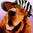 A 48x48 pixel animated buddy icon featuring a cartoon dog with zebra stripes on its head, displayed across three frames in a contact sheet layout showing sequential animation changes.