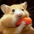 Pixelated hamster holding a carrot on an orange background with text and hearts.