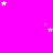 A bright pink background with scattered white and light purple stars, a gray rectangular shape in the bottom right corner.
