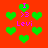 Red background with green heart shapes and purple text reading 'I x3 Levi' arranged in a repeating pattern.