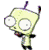 25 cartoon alien character sprites with large white eyes, light green bodies, and black limbs against a gray background
