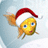 Animated icon shows a yellow cartoon fish wearing a red and white Santa hat against a light blue background, with green text reading "Happy Holidays!!! From the one and only FISHT!!!!!!".