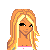 Pixel art of a blonde character with long hair in multiple poses above pink text reading 'i love sports' and repeated 'sports' below.