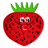 Two pixelated strawberry-shaped characters with green leafy crowns, each with distinct facial expressions against a gray background.