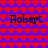 Static image with purple background filled by repeating red heart shapes and four instances of the name 'Robert' in black text.