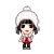 Pixel art character in white knit hat and red dress performing various actions including holding a guitar, clapping, and dancing with heart-shaped frames.