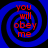Four identical blue spiral backgrounds with red text reading 'you will obey me' arranged in a