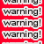 A four- displays text and imagery: red background with 'warning!' repeated, pink background with 'frequent blond moments', and a lower with green text over a blurred image