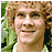 Animated contact sheet of six frames showing a character from The Lord of the Rings with curly hair and a green background, alternating between close-up portrait and text-based logo variations.