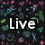 Animated pixel art displays four distinct with text and abstract patterns: top-left 'Live', top-right 'It', bottom-left 'Up!', and bottom-right empty gray space