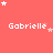 Pixelated red background with white text 'Gabrielle' repeated in a , surrounded by small pink and white stars