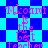 Pixelated text repeats 'Nkomi is the best teacher' over a blue and cyan checkered background with diamond-shaped patterns.