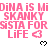Pixelated pink text repeats across white background with black heart symbols below, showing animation changes in heart shapes.