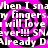 Pixelated text repeats over a pink and black spiral background with no visible motion changes.