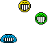 Static collection of colorful pixelated icons with white teeth-like shapes on gray background, varying in color and shape.