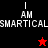 A split-screen image with black and red quadrants displaying 'I AM SMARTICAL' text, featuring a red star in the top-left quadrant and a black star in the bottom-right quadrant.