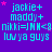 A static digital image with cyan text on a purple background, featuring repeated phrases and pink stars.